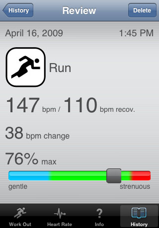 Heart Rate Session Review Screenshot